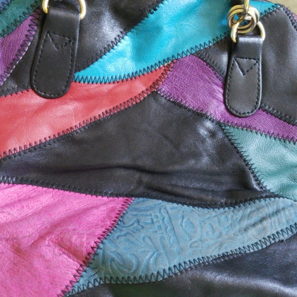 Fun Vintage Leather Patch Clutch - Picture 6 of 6